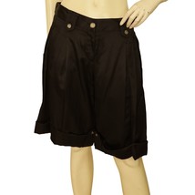 Dolce &amp; Gabbana Black Satin Silk Pleated Bermuda Shorts Trousers Pants s... - $148.50
