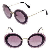 MIU MIU REVEAL 10R Silver Purple Violet Fabric Round Oversized Sunglasses MU10RS - £135.91 GBP