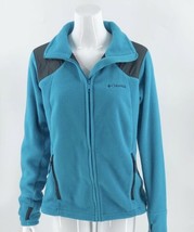 Columbia Womens Fleece Jacket Size Large Teal Blue Black Zip Up Winter - £30.52 GBP