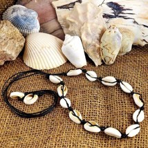 Cowrie Shell Choker Black Cord Necklace Tropical Island Fashion Jewelry