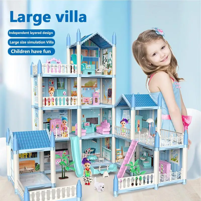 Big Dollhouse Diy House Kit For Children Bb House Building Doll Furniture - $27.07+