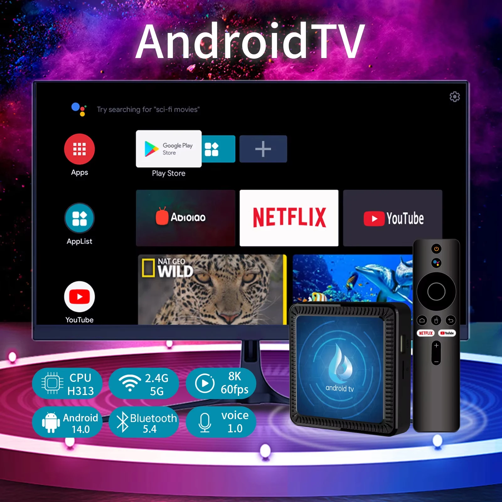 4G+32G Q17 Smart TV Box 5G Wifi Android 14 TV Box Quad Core Allwinner H313  - $662.46 MXN