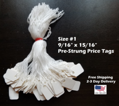 1000 Blank White Merchandise Price Tags with Strings Size #1 Retail Stru... - $19.00