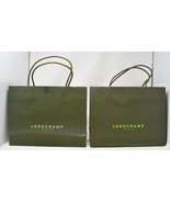 2 Longchamp paper gift bag shopping approximately 14×10×5” green empty - $36.63
