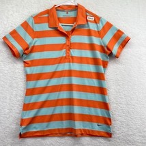 Nike Golf Womens Dri Fit Polo Shirt Size Medium Orange Stripe Short Sleeve - £14.08 GBP
