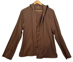 Eileen Fisher Open Front Cardigan Top Brown Hooded Organic Cotton Womens... - €23,50 EUR