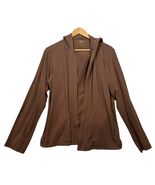 Eileen Fisher Open Front Cardigan Top Brown Hooded Organic Cotton Womens... - $27.43