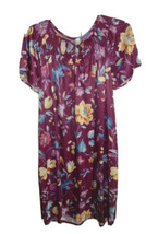 Vintage Simply Basic Women&#39;s XL Maroon Floral Knit Gown Robe Housecoat - £19.52 GBP