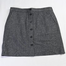 NEW J.CREW 12 BA849 Gray Herringbone Buttons Pockets Straight Womens Skirt - £19.91 GBP