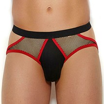 Men&#39;s Fishnet Jock Strap Sheer Sides Stretch Contrast Trim Open Back 82313 - £14.93 GBP