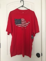 Faded Glory Men&#39;s Big &amp; Tall T-Shirt USA Flag US Patriotic Flag Size 2XL Red - £24.65 GBP