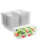 Disposable Plastic Hinged Food Container - 70 Pcs Clear Hinged Container... - £38.93 GBP