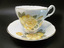 Consort Fine Bone China England Tea Cup Saucer Yellow Roses - £14.21 GBP