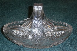 Vintage Cut Glass Basket With Iridescent Violet Tones - NICE COLLECTIBLE... - $24.24
