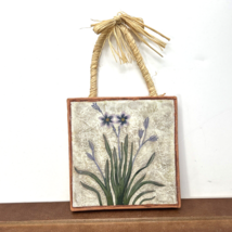 Vintage Hand-Painted Ceramic 6&quot;x6&quot; Crocus Purple Flowers Wall Hanging Ar... - $19.99