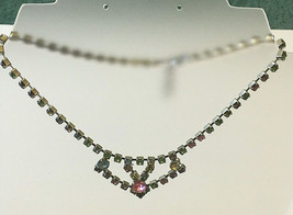 Vintage rhinestone multi color small size necklace costume jewelry eveni... - $463.71 MXN
