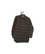 Vintage Pendleton Shirt Mens Size 16 Long Sleeve Button Up Brown Plaid 100% Wool - £35.75 GBP