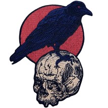 The Raven On The Skull Patch Embroidered Applique Badge Iron On Sew On E... - £10.58 GBP
