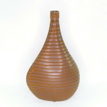 Pier 1 Vase Flat Narrow Neck Brown Striped Ceramic Vintage Home Decor 18&quot; H - £53.21 GBP