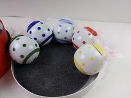 Ceramic Polka Dot Ball Tree Christmas Ornaments 2&quot; Rounds, Set of 5. - £20.01 GBP