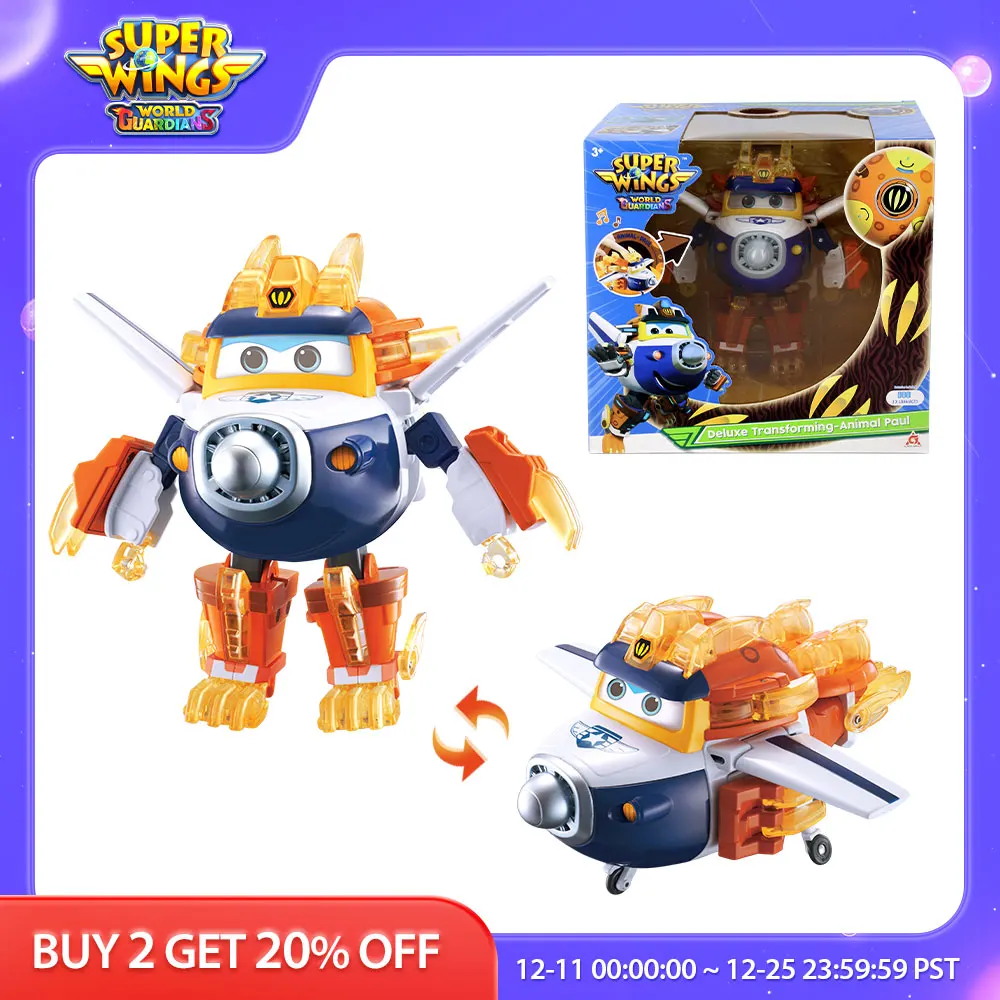 Super Wings S6 6 Inches Deluxe Transforming Paul with Lihght &amp;Sounds Robot - £62.28 GBP+