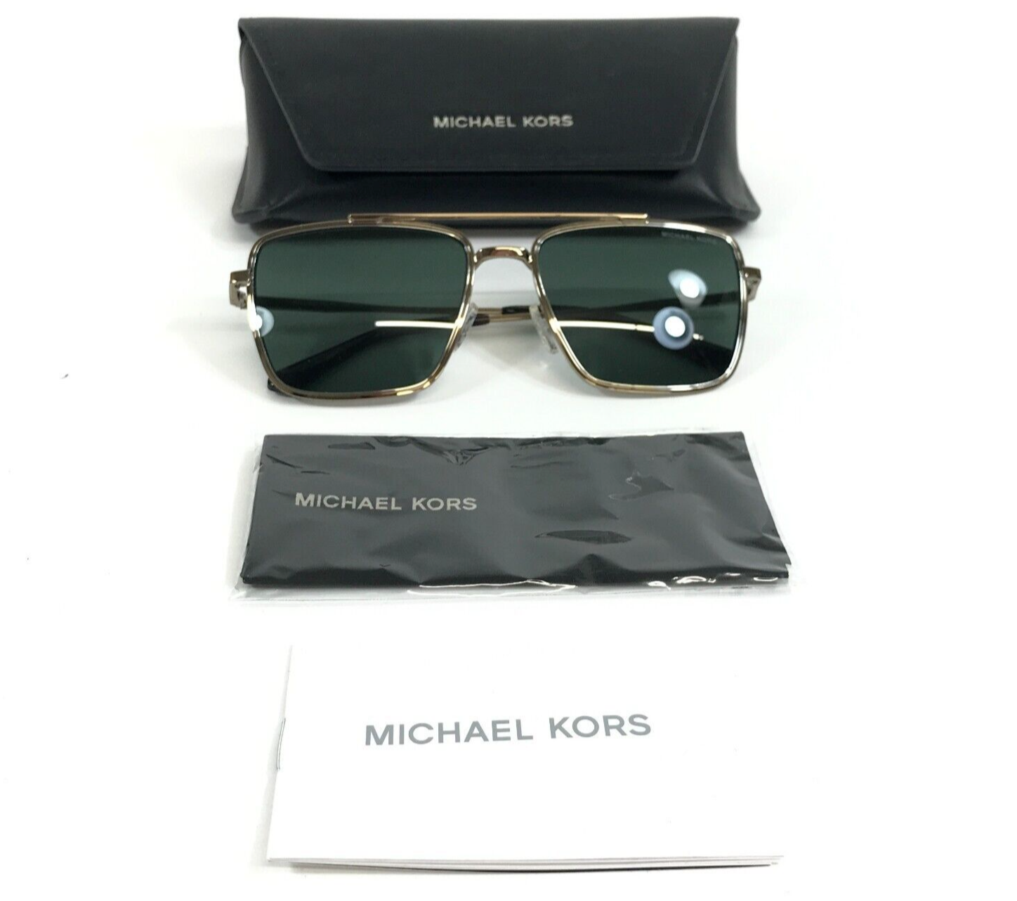 Michael Kors Sonnenbrille MK1154 Blue Ridge 18993H Glänzend Gold Mit Grü... - $74.23