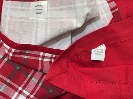 Classic Hemstitch Tablecloth (52&quot;x70&quot;) + Red Plaid Tea Towel 100% Cotton... - $19.31