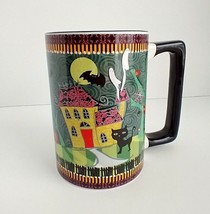 Halloween Haunted House Black Cat Coffee Mug Sally Ball Sharp Buffalo Works 16oz - $13.07