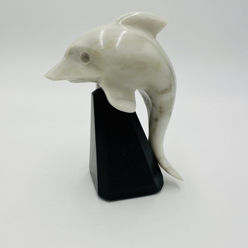 Alabaster Dolphin Figurine Made In Italy Hand Carved Stand White Home Decor Item image 8