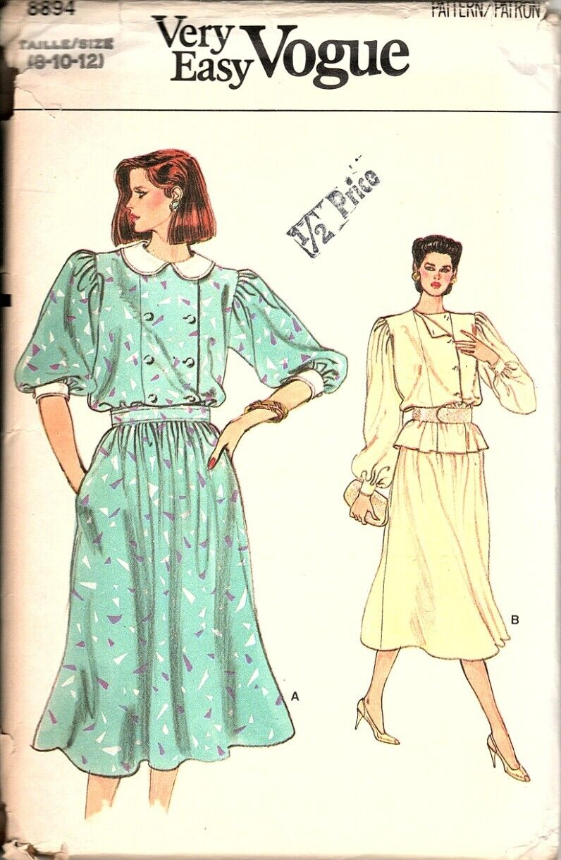 Vogue 8894 Misses 8 to 12 Top and Skirt Vintage Uncut Sewing Pattern - £7.49 GBP