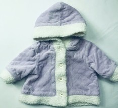 Gymboree Faux Wool Lined Quilted Coat Sz 3-6 M Purple White - £12.76 GBP