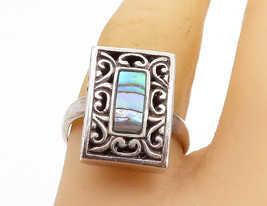 925 Sterling Silver - Vintage Abalone Shell Swirl Cocktail Ring Sz 7.5 - RG8110 - £27.76 GBP