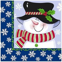 Disposable Christmas Lunch Napkins - 6.5 x 6.5&quot; Snowman Guest Hand Towel 20 pcs - £9.35 GBP