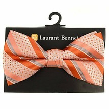 Laurent Bennet Men&#39;s Poly Woven Striped Banded Bow Tie (Rose) - £6.34 GBP