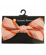 Laurent Bennet Men&#39;s Poly Woven Striped Banded Bow Tie (Rose) - £6.22 GBP