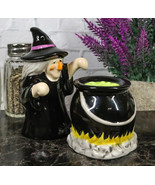 Black Potion Magic Witch And Large Cauldron Pot Hearth Salt Pepper Shake... - $23.23 CAD