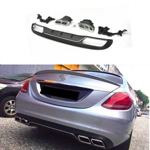 C63 Style Rear Diffuser Exhaust Tips for Mercedes C W205 C300 Base Sedan 2015-18 - £186.51 GBP