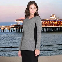 $138 Nic Zoe Paneled Pullover Top X Small 2 Black Gray Flattering Soft Cozy NWT - £41.33 GBP