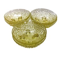 Vintage Amber Yellow Glass Bubble Design Footed Dessert 4.5&quot; W Bowls Set... - $24.72