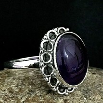925 Silver Genuine Amethyst Oval Shape Female Ring Handcrafted Women Party Gift - £25.69 GBP
