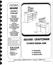 Sears Craftsman  Radial Arm Saw Manual No.113.197411 , 113.197511 and 11... - $20.79