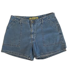 We Wear Nothing Vintage Blue Denim Jean Shorts 13/14 High Flap Pockets - £11.92 GBP
