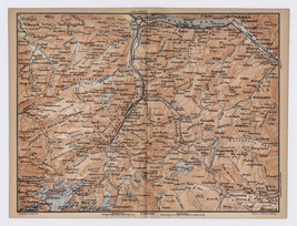 1893 Antique Map Vicinity Of Glarus Glarner Alps Walensee Lake Walen Switzerland - £17.71 GBP