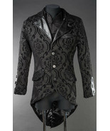 Men&#39;s Black Brocade Steampunk Tailcoat Victorian Vampire Goth Jacket - £70.41 GBP