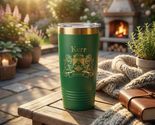 Kerr Irish Coat of Arms Green Rose Travel Mug - $27.44