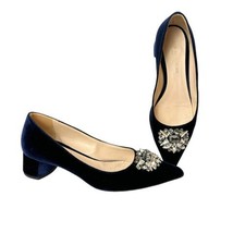 Ann Mashburn Blue Velvet Hangisi Crystal Embellished Pumps Buckle Shoe S... - $132.98