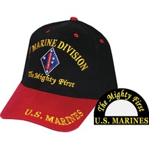 CP00314 Black/Red U.S. Marines 1st Division &quot;The Mighty First&quot; Cap - £11.87 GBP
