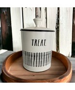 Rae Dunn “TREAT” Canister With Lid Black White Metal With Lid - £22.11 GBP