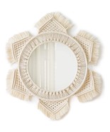 Hanging Wall Mirror With Macrame Fringe Round Boho Mirror Art Decor For ... - £31.07 GBP