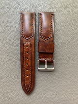 Brown VEG Genuine Cowhide Leather Watch Strap-Custom Handmade Band for M... - $39.00
